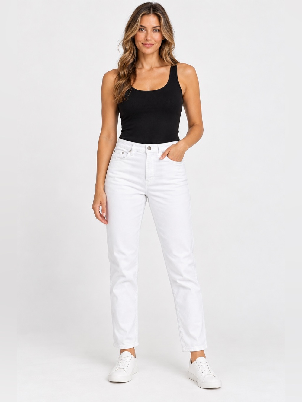 Eileen Fisher Womens White Ankle Jeans Size 8 Organic Cotton Stretch Crop USA